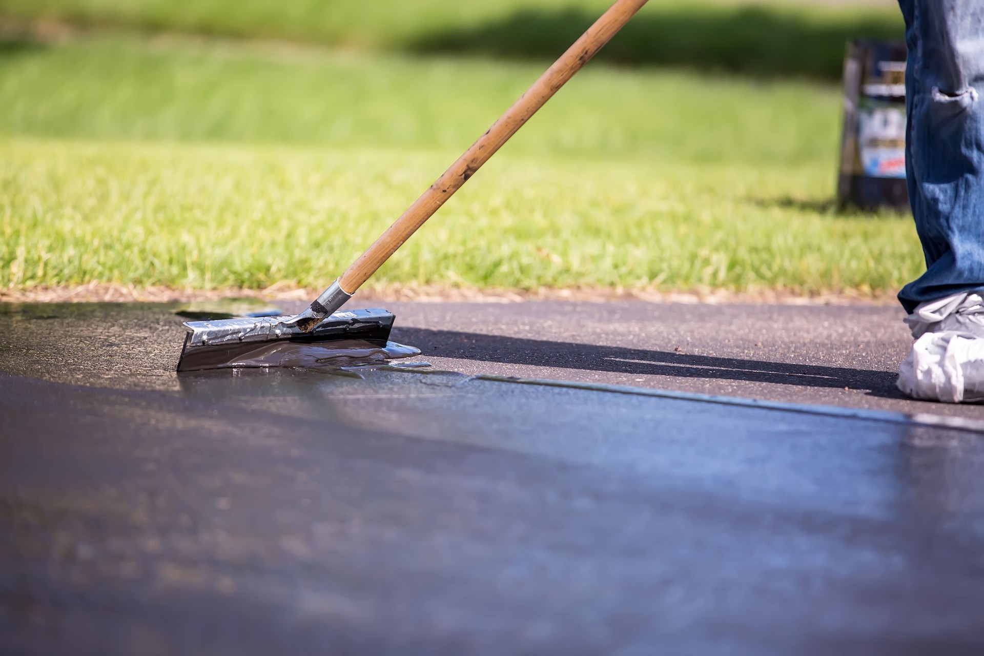 Close-Up of Do It Yourself Driveway Seal Coating